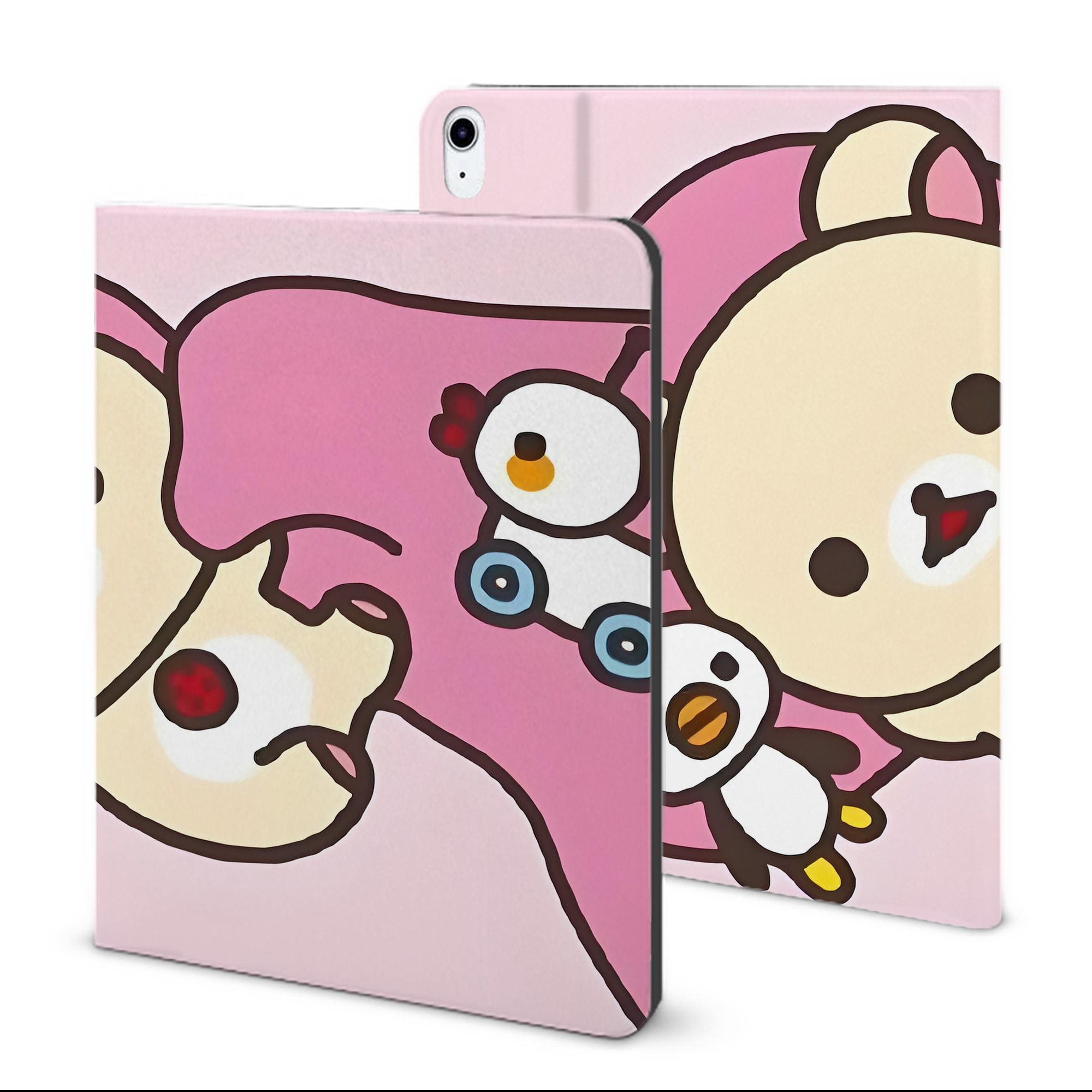 （画像用） リラックマ リラックマ キイロイトリ Rilakkuma Korilakkuma Kiiroitori IPad ケース ブック型 PUレザー TPU 耐衝撃 軽量 薄型 ペン収納なし 全面保護 IPad 各モデル対応